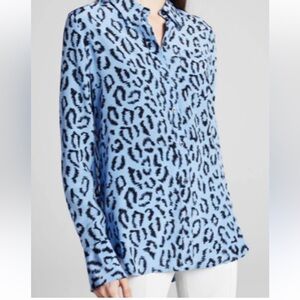 A.L.C. emerson top silk animal print blouse size 8 blue